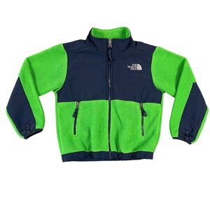 THE NORTH FACE Boys Denali Jacket Fleece Polartec Full Zip Up Green Blue XS 6.